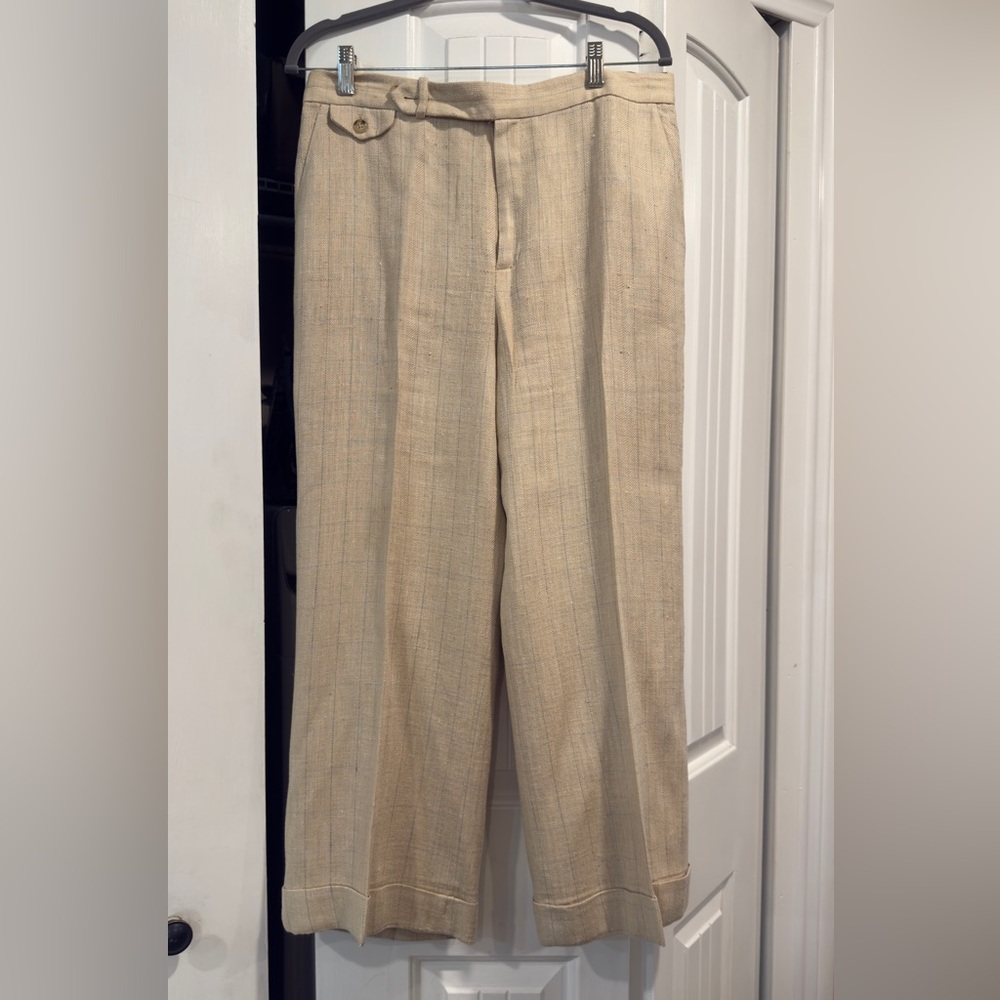 Ralph Lauren Light Tan Suit with light blue pattern - Picture 3 of 8